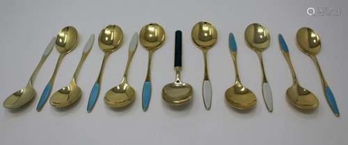 (12) Demitasse Norwegian Sterling Enameled Spoons