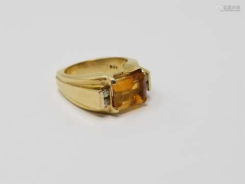 14K Gold Topaz & Diamond Ring