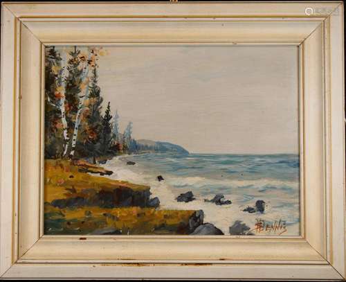 Signed, American School Coastal Seascape