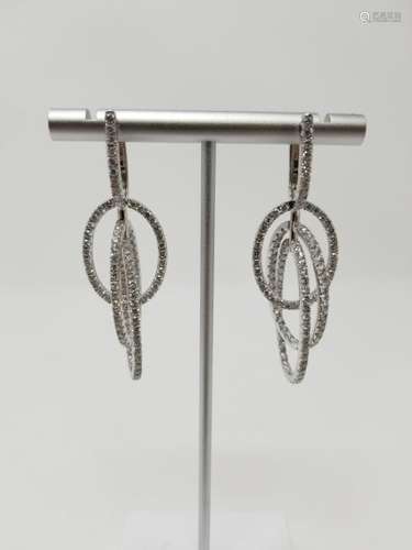 18K White Gold & Diamond Dangling Earrings