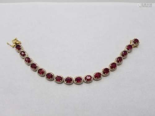 14K Yellow Gold Ruby & Diamond Bracelet