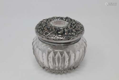 Antique Sterling Silver/Glass Box