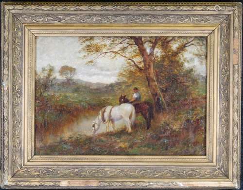 American School, Signed 19th C. Ptg of Horses