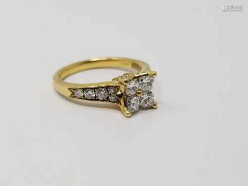 18K Gold Calla Diamond Ring w/ Butterfly Gallery