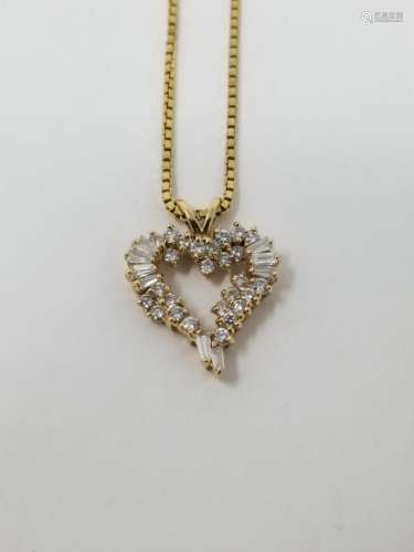 14K Gold & Diamond Heart Pendant Necklace
