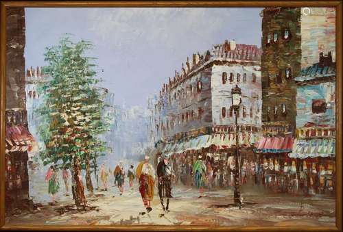 Signed, 20th C. Impressionist Paris Street Scene