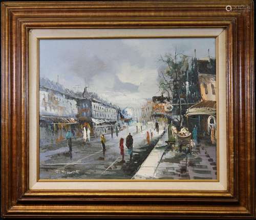 Signed, 20th C. European School Street Scene