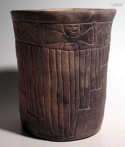 Maya Carved Cylinder - Guatemala, 400 - 800 AD