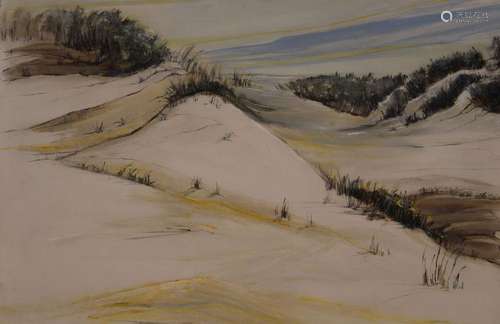 20th C. Painting of Dunes, Signed