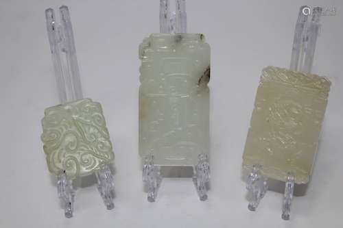 (3) Chinese Carved Jade Pendants.