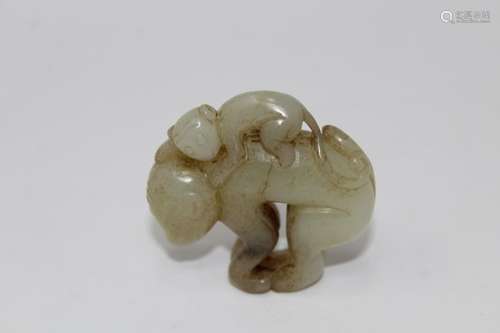 Chinese Carved Jade, Two Monkeys