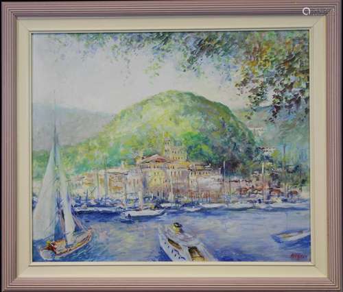 European School, Signed Impressionist Harbor