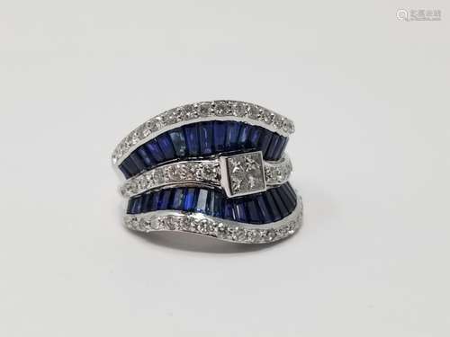 18K White Gold Sapphire & Diamond Ring