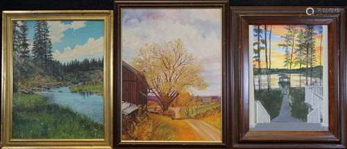 (3) American School 20th C. Landscape Paintings