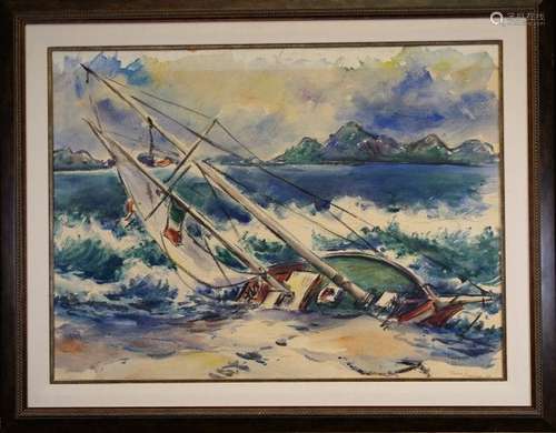 Signed, 1969 Nautical Watercolor