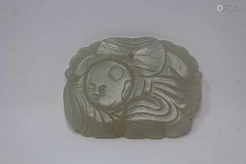 Chinese Carved Jade Child Figure Pendant