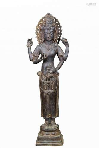 Antique Bronze Standing Buddha Figure