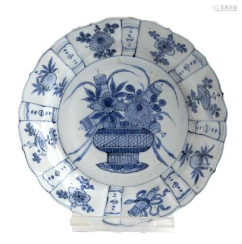 A BLUE-AND-WHITE KRAAK PORCELAIN DISH China, Ming