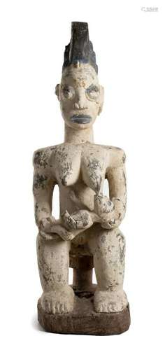 A PAINTED WOOD MATERNITY Nigeria, Igbo  103 cm high