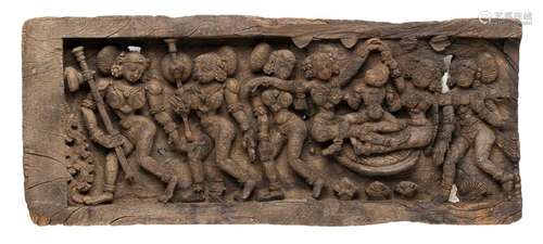 A WOOD RELIEF India, late 18th century  78 x 33 cm