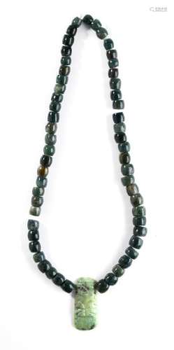 A HARDSTONE NECKLACE WITH PENDANT  76 cm  Provenance: