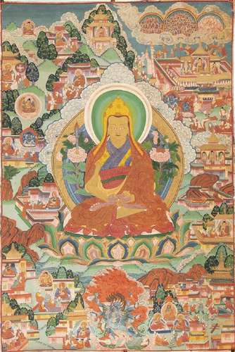 A 'TSONGKHAPA' THANGKA Tibet, 19th-20th century  93 x