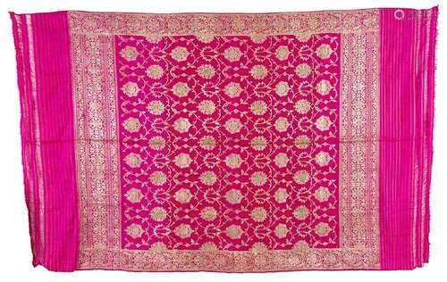 AN EMBROIDERED SILK India, 19th century  156 x 252 cm