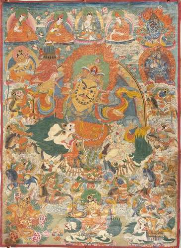 A 'JAMBHALA' THANGKA Tibet, 19th-20th century  96 x 70