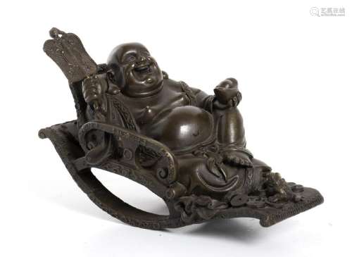 A BRONZE SCULPTURE OF BUDAI Cina, 19th-20th century