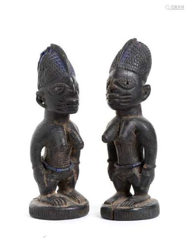 A PAIR OF WOOD AND BEADS 'ERE IBEJI' Nigeria, Yoruba