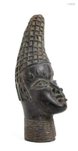 A BRONZE QUEEN HEAD Nigeria, Benin style  48,5 cm high