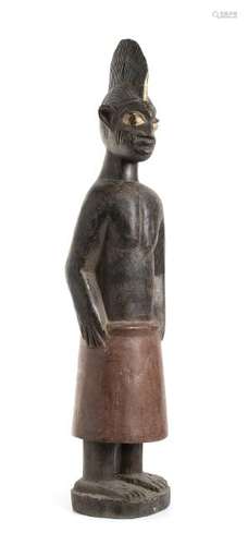 A PAINTED WOOD FIGURE Nigeria, Yoruba  80 cm high