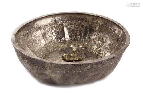 A SILVER 'DEER' BOWL Iran, 16th century  15 cm diameter