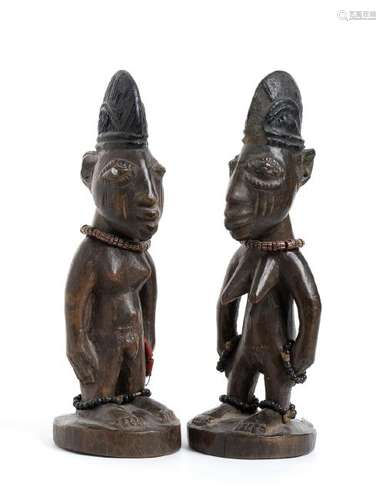 A PAIR OF WOOD AND BEADS 'ERE IBEJI' Nigeria, Yoruba