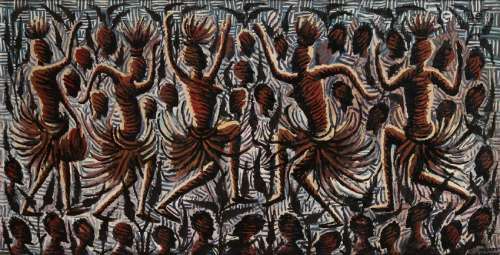 MWENZE KIBWANGA (1925-1999)  The dance Oil on canvas,