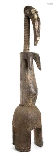 A WOOD, NAILS AND NET HELMET MASK Mali, Bambara  114 cm