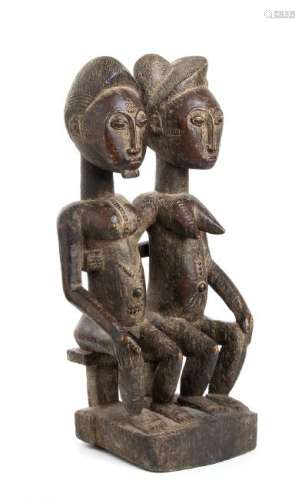 A PAIR OF BAULE FIGURES Ivory Coast, Baule  61,5 cm