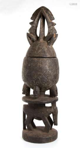 A WOOD CONTAINER AND COVER Mali, Dogon  104 cm high