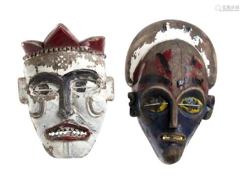 TWO WOOD MASKS PAINTED BY VITTORIO BELLINI Angola,
