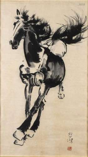 AN INK ON PAPER PAINTING OF A GALLOPING HORSE China,