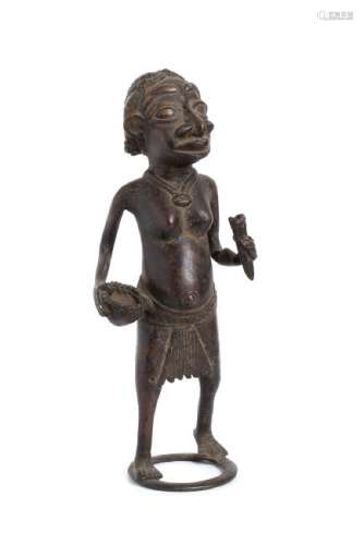 A BRONZE FEMALE FIGURE Akan  29 cm high    Provenance: