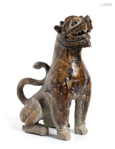 A GLAZED CERAMIC LION Khmer, probably 12th-13th century