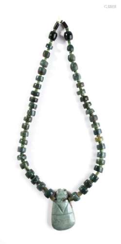 A HARDSTONE NECKLACE WITH PENDANT  73 cm  Provenance: