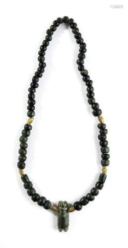 A HARDSTONE NECKLACE WITH PENDANT  71 cm  Provenance: