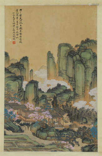 CHINESE SCROLL PAINTING OF MOUNTAIN VIEWS