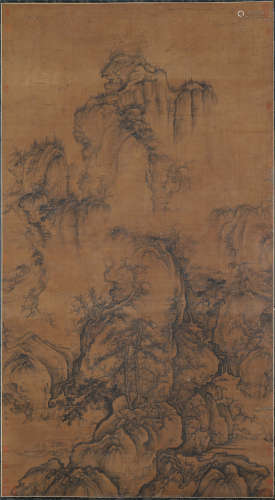 CHINESE ANCIENT SCROLL PAINTING OF MOUNTIAN VIEWS