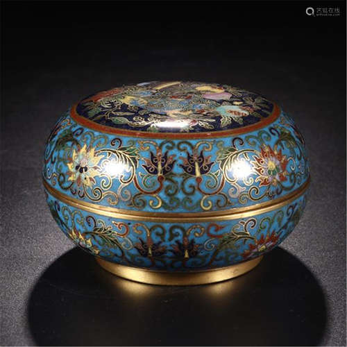 CHINESE CLOISONNE LIDDED ROUND BOX