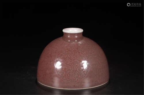 CHINESE PORCELAIN RED GLAZE TAIBAI ZUN WATER JAR