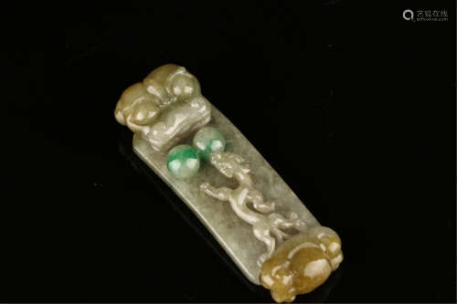 CHINESE YELLOW JADEITE DRAGON BELT HOOK