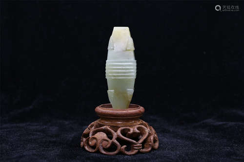 CHINESE JADE SQUARE CONG VASE